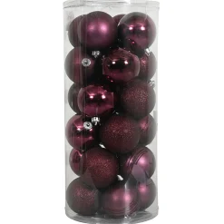 O'malley Kerstballen<Kerstbal 4cm mix koker 24st wijnrood