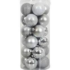 O'malley Kerstballen<Kerstbal 4cm mix koker 24st zilver