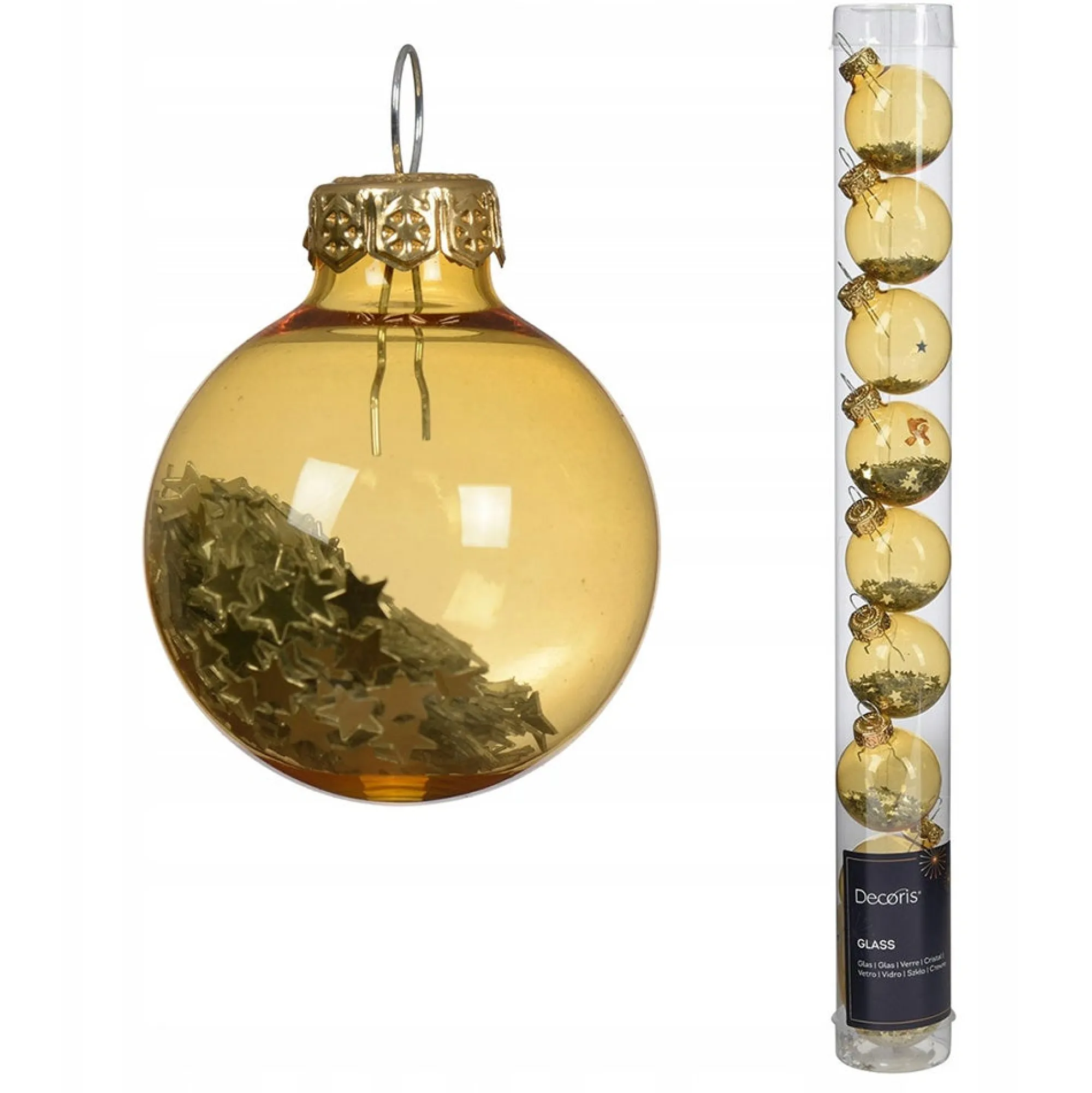 Decoris Kerstballen<Kerstbal glas 3 cm 9st. goud