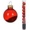 Decoris Kerstballen<Kerstbal glas 3 cm 9st. rood
