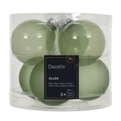 Decoris Kerstballen<Kerstbal glas glans mat matcha 6 cm 6st.