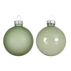 Decoris Kerstballen<Kerstbal glas glans mat matcha 6 cm 6st.
