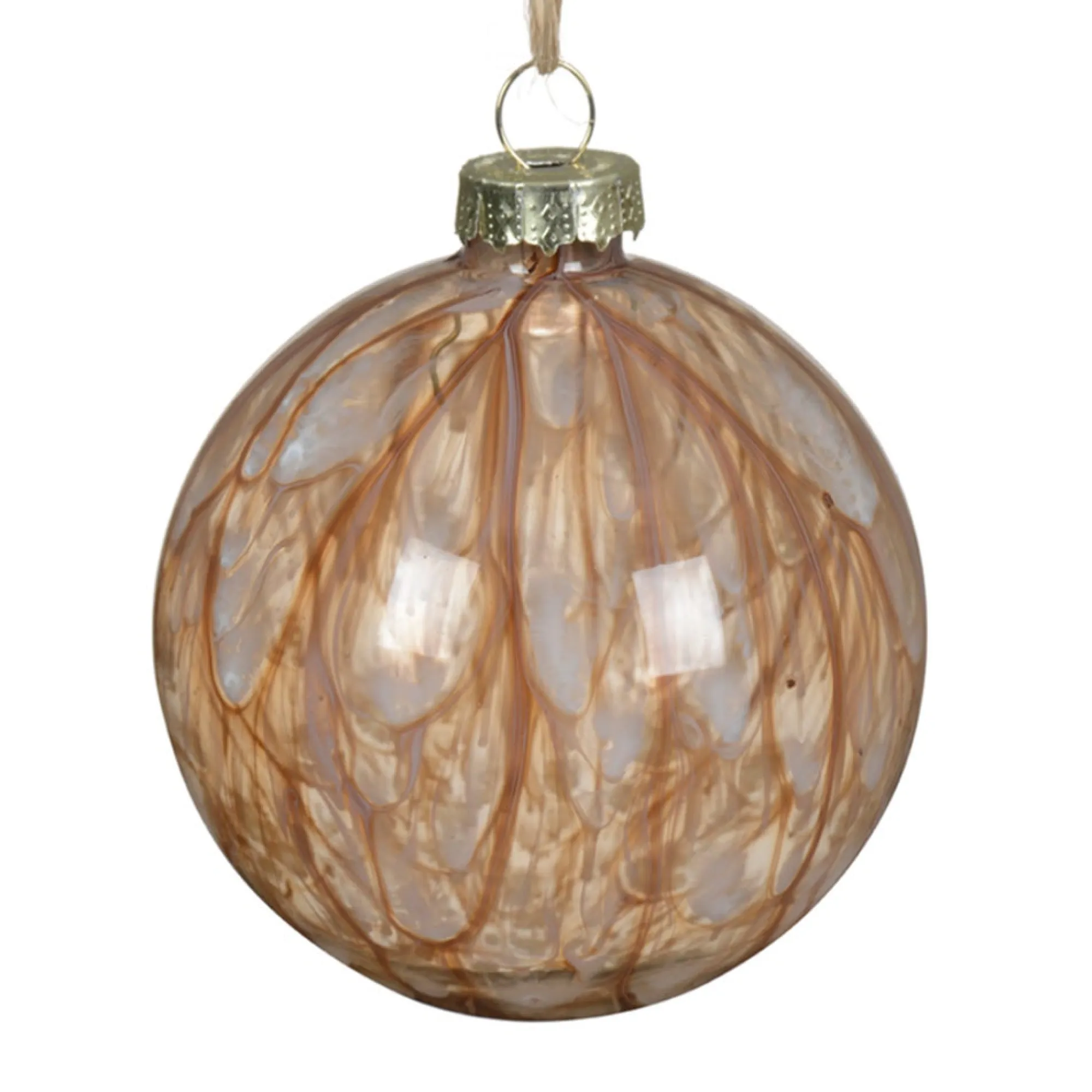 Decoris Kerstballen<Kerstbal glas pecan 8 cm