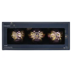 Decoris Kerstballen<Kerstbal glas strik roze 8 cm 3st.