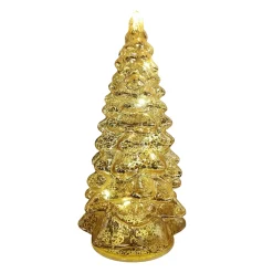O'malley Kerstdecoratie<Kerstboom goud glas 18 cm met LED-lampjes