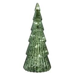 O'malley Kerstdecoratie<Kerstboom groen glas 21 cm met LED-lampjes
