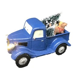 Kerstdorp<Kerstdorp auto blauwe 10x6cm