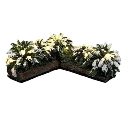 Kerstdorp<Kerstdorp bak met plant hoek 12x12x5cm