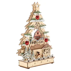 O'malley Kerstdorp|Kerstdecoratie<Kerstdorp boom met bos 24 x 33 cm