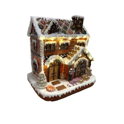 O'malley Kerstdorp<Kerstdorp gingerbread zuurstok 17x18cm