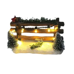 Kerstdorp<Kerstdorp hekwerk hout 9x4x6cm