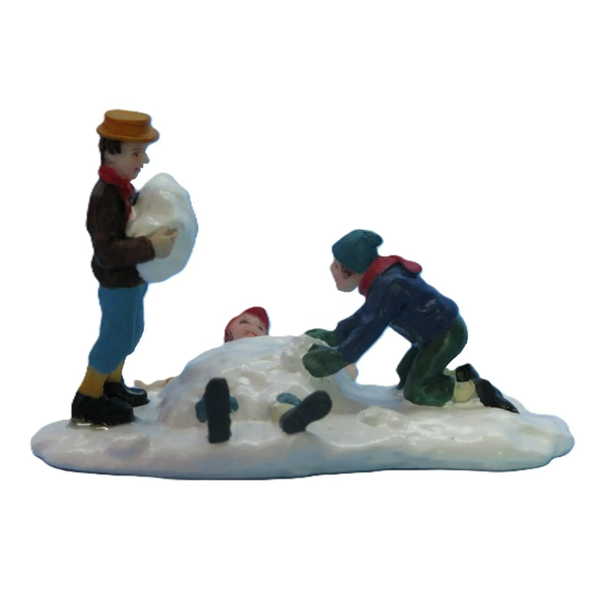 Kerstdorp<Kerstdorp kinderen in sneeuw