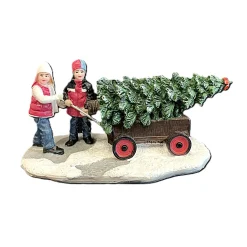 Kerstdorp<Kerstdorp kinderen met kerstboom