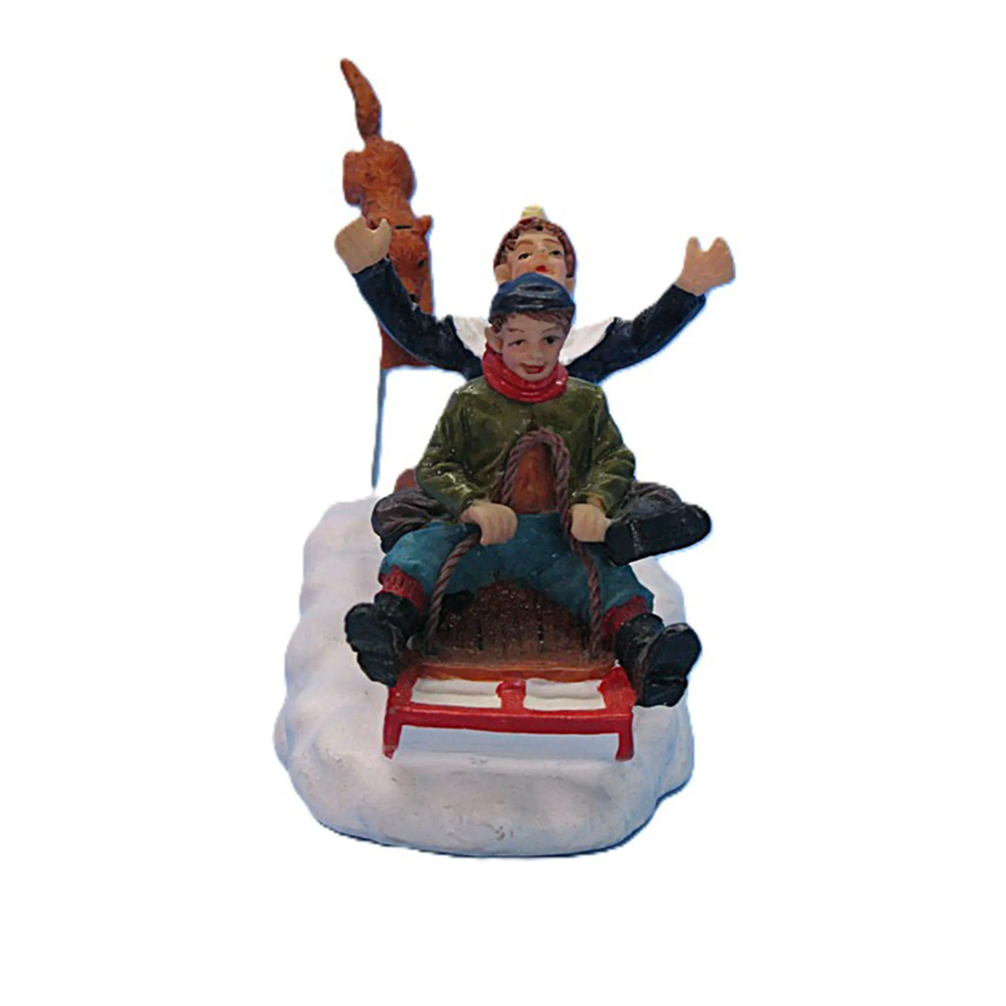 Kerstdorp<Kerstdorp kinderen op slee