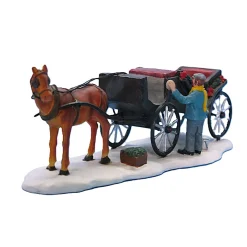 Kerstdorp<Kerstdorp koets paard 21x8x7cm