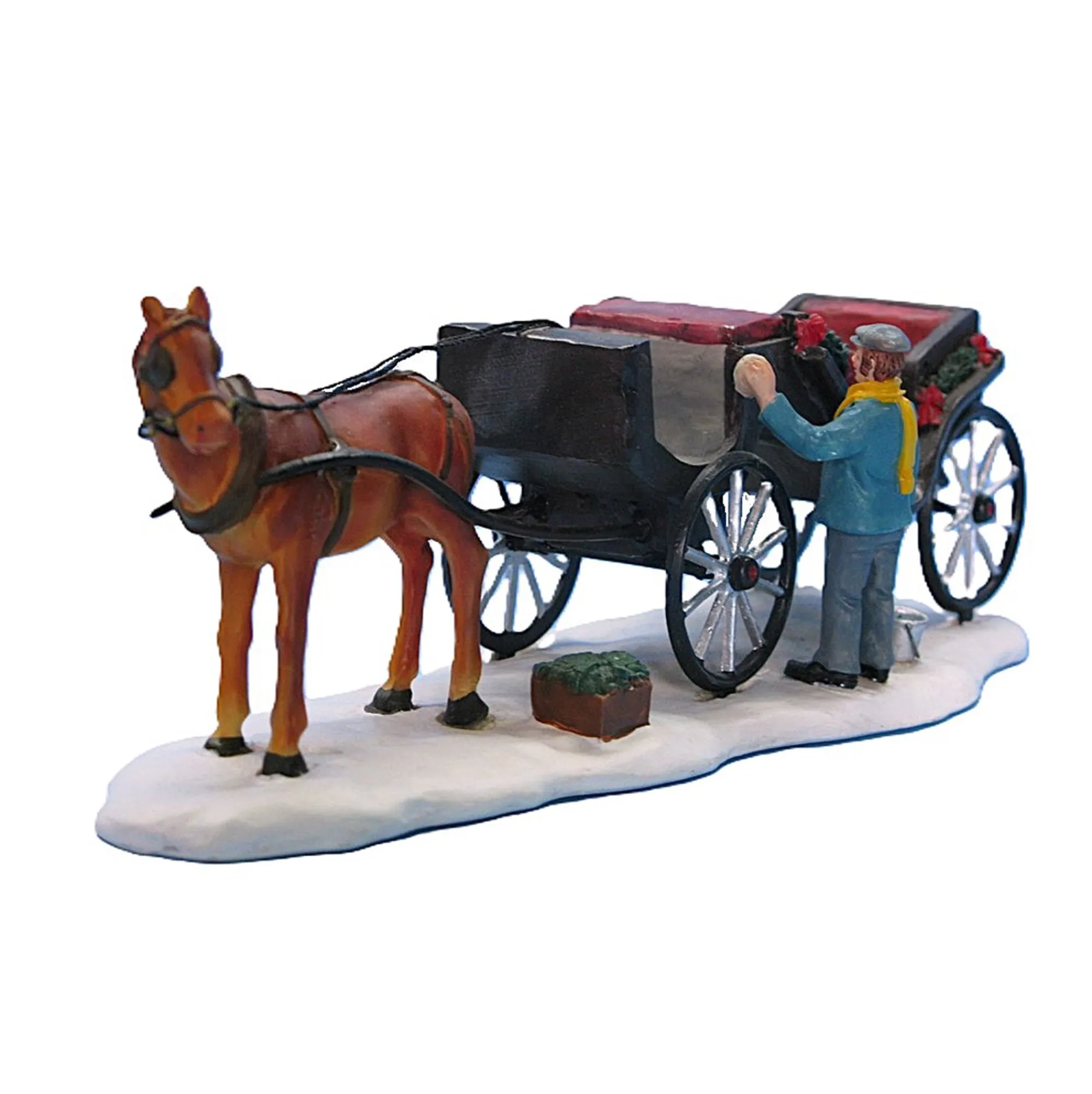 Kerstdorp<Kerstdorp koets paard 21x8x7cm