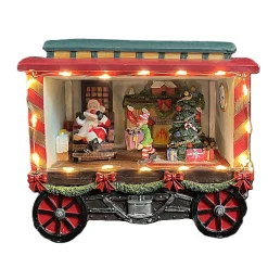 Kerstdorp<Kerstdorp pakjeswagon 16x8x13cm