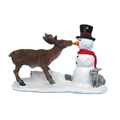 Kerstdorp<Kerstdorp rendier sneeuwpop