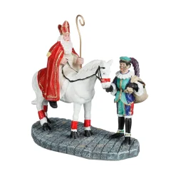 Luville Kerstdorp<Kerstdorp Sint met paard 10x5x9cm