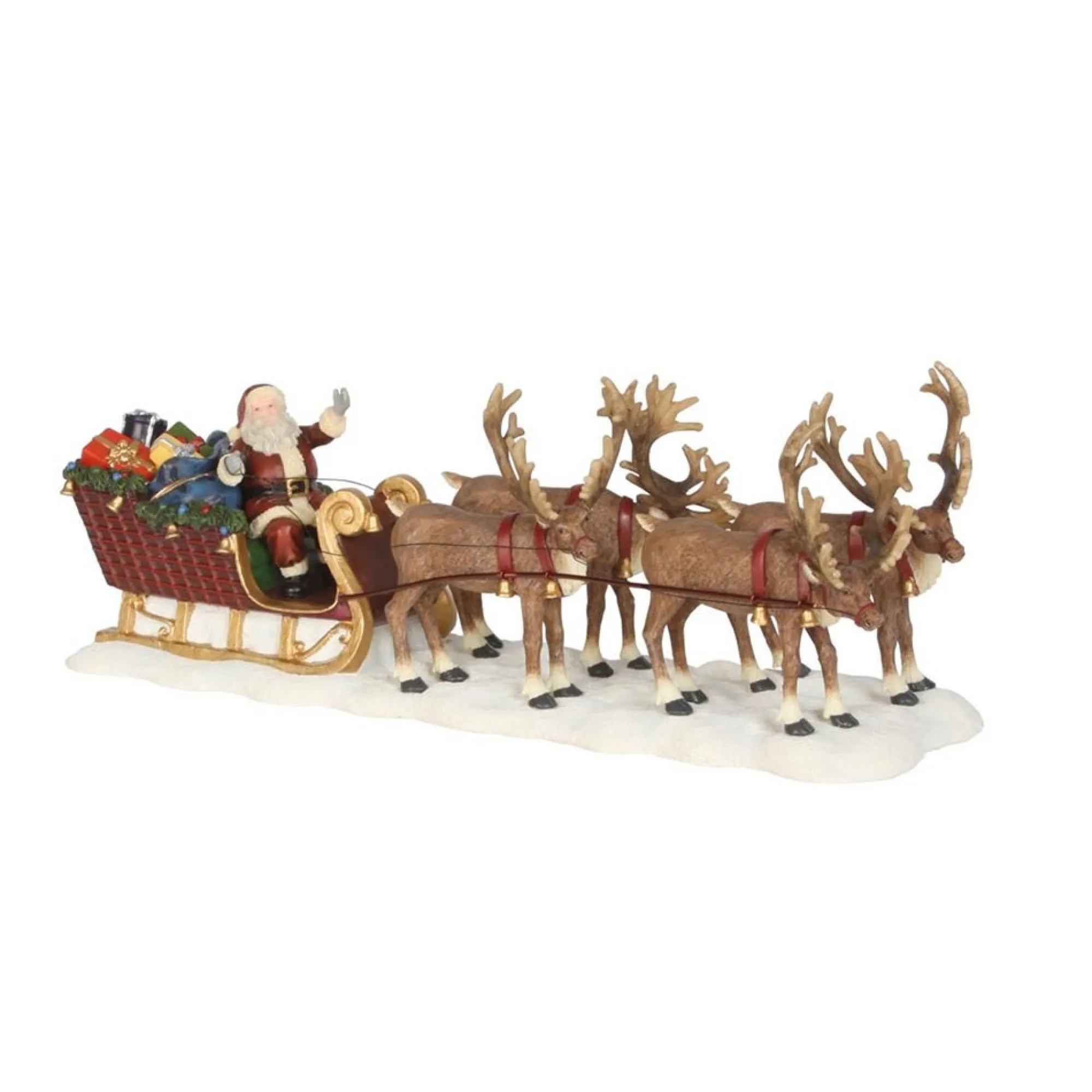 Luville Kerstdorp<Kerstdorp Slee met rendieren 21 x 6 x 8 cm