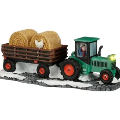 Luville Kerstdorp<Kerstdorp Tractor met strokar 20x8x6cm
