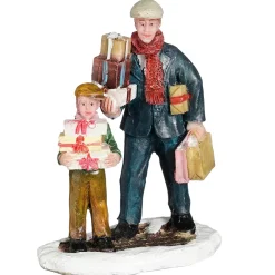 Luville Kerstdorp<Kerstdorp vader met zoon 5x3x7cm
