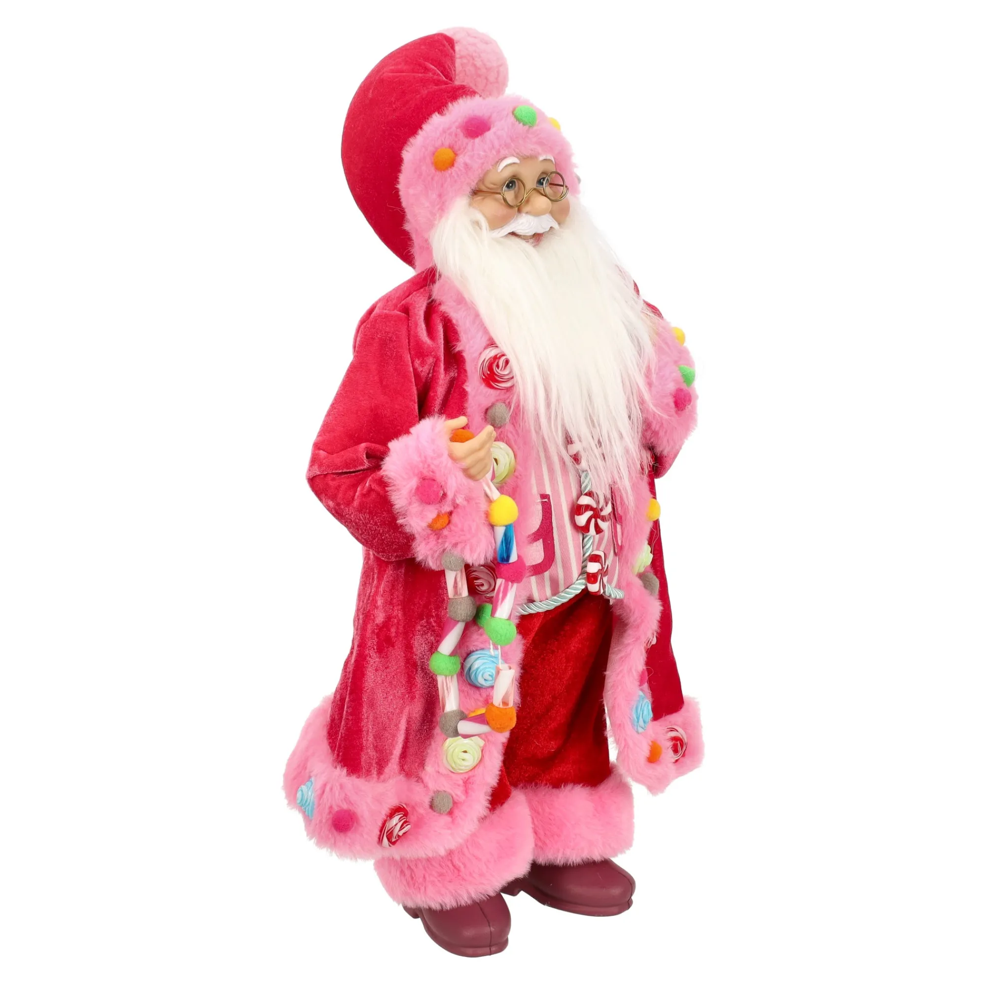 O'malley Kerstdecoratie<Kerstman 45 cm candy pink