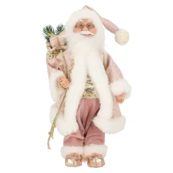 O'malley Kerstdecoratie<Kerstman 30cm luxe roze