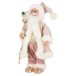 O'malley Kerstdecoratie<Kerstman 30cm luxe roze