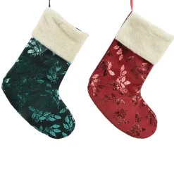 Decoris Kerstdecoratie<Kerstsok hangend groen rood 29 cm