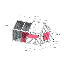 Flamingo Kip<Kippenhok met ren castle large country 181 cm
