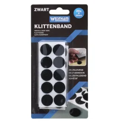 Westham Handgereedschap<Klittenband plak rondjes 20st zwart