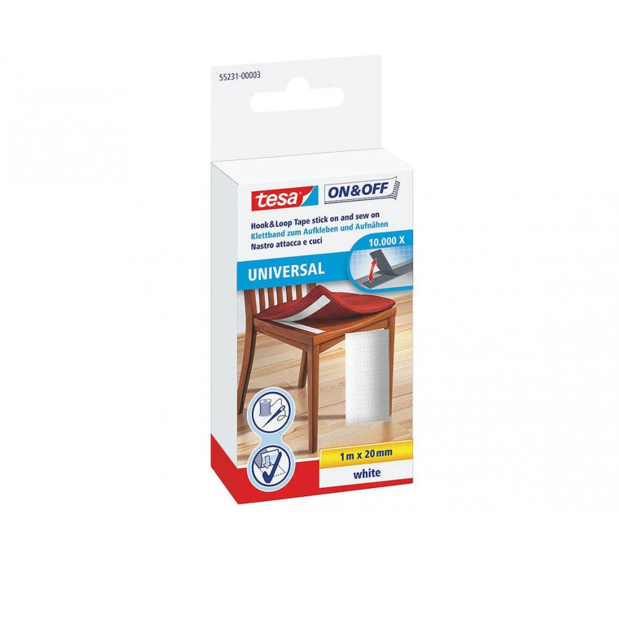 Tesa Bouw<Klittenband tape 20mmx1M wit