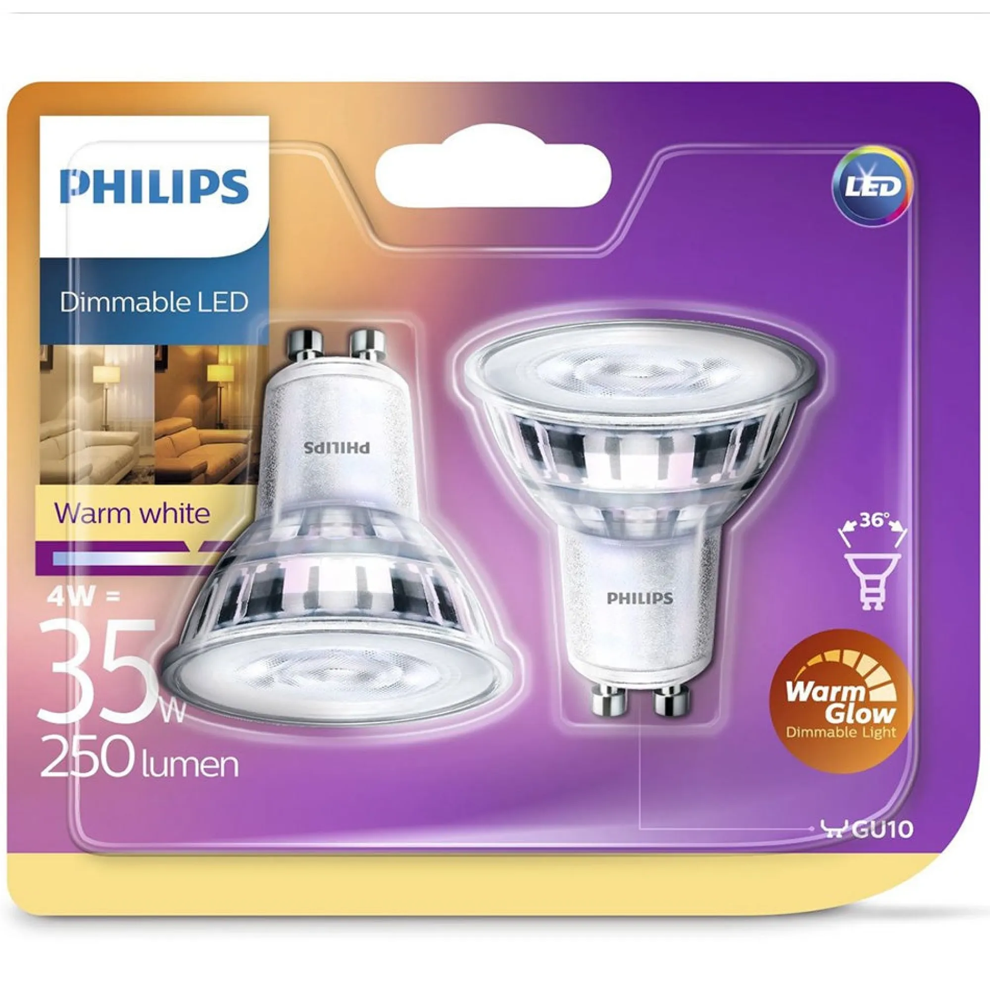 Philips Binnenverlichting<Lamp LED spot 35W GU10 2st.