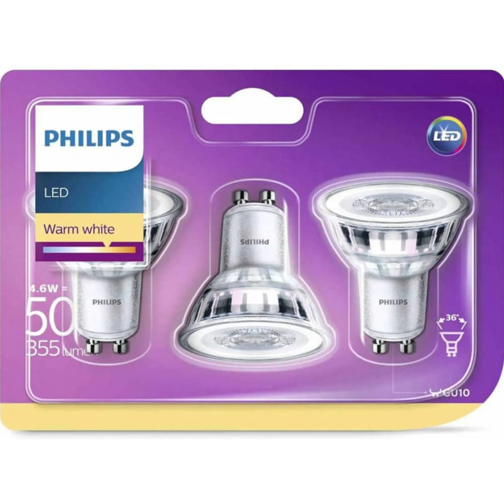 Philips Binnenverlichting<Lamp LED spot 50W GU10 3st.