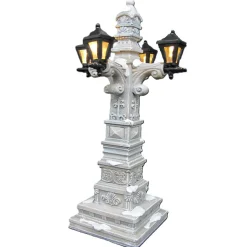 Kerstdorp<Lantaarn grijs 16cm LED