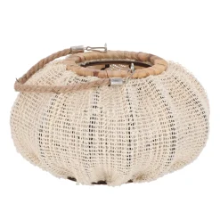 Natural Collections Woondecoratie<Lantaarn katoen met glas wit 28 x 24 x 16 cm