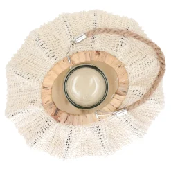 Natural Collections Woondecoratie<Lantaarn katoen met glas wit 28 x 24 x 16 cm