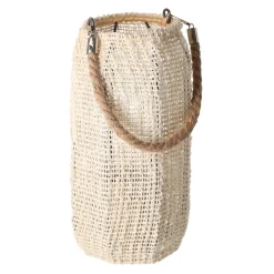 Natural Collections Woondecoratie<Lantaarn katoen met glas wit 14 x 28 cm