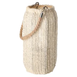 Natural Collections Woondecoratie<Lantaarn katoen met glas wit 14 x 28 cm