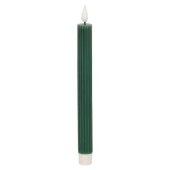 O'malley Kaarsen<LED dinerkaars ribbel donker groen 25 cm