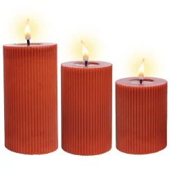 O'malley Kaarsen<LED Kaars rib melt 3st met rood
