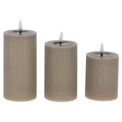 O'malley Kaarsen<LED Kaars rib melt 3st taupe