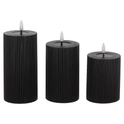 O'malley Kaarsen<LED Kaars rib melt 3st zwart