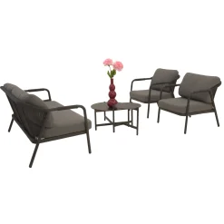 Bois le Duc Loungesets<Loungeset Calanca antraciet met kussens