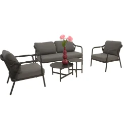 Bois le Duc Loungesets<Loungeset Calanca antraciet met kussens