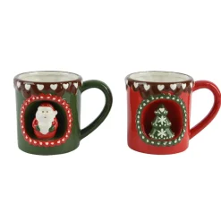 Kaemingk Kerstdecoratie<Mok 3D rood groen 14 cm