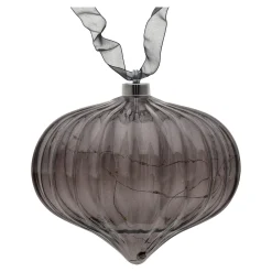 O'malley Kerstdecoratie<Ornament met lint grijs 21 cm 20 LED-warmwit