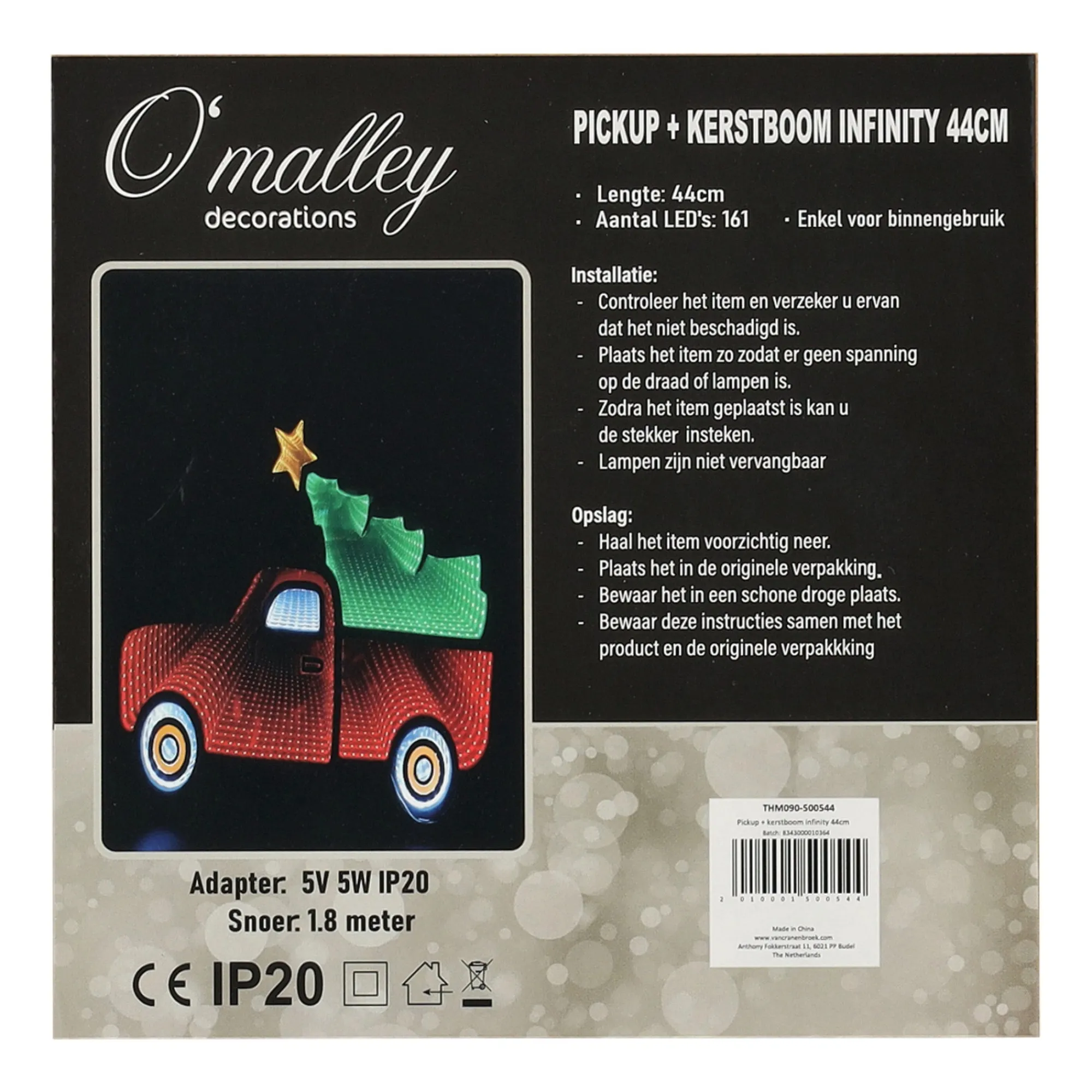 O'malley Kerstdecoratie|Kerstverlichting<Pickup met kerstboom infinity 44 cm
