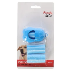 Friendly Pet Hondenverzorging<Poepzakhouder + 3st blauw/wit
